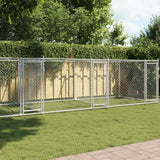 Hondenhok met deuren 8x2x1,5 m gegalvaniseerd staal grijs - AllerleiShop