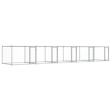 Hondenhok met deuren 10x2x1,5 m gegalvaniseerd staal grijs - AllerleiShop