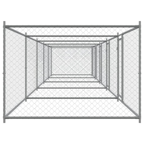 Hondenhok met deuren 10x2x1,5 m gegalvaniseerd staal grijs - AllerleiShop