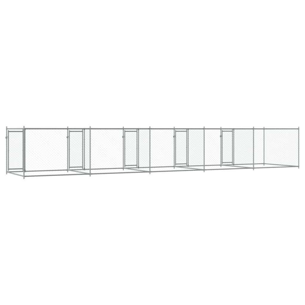 Hondenhok met deuren 10x2x1,5 m gegalvaniseerd staal grijs - AllerleiShop