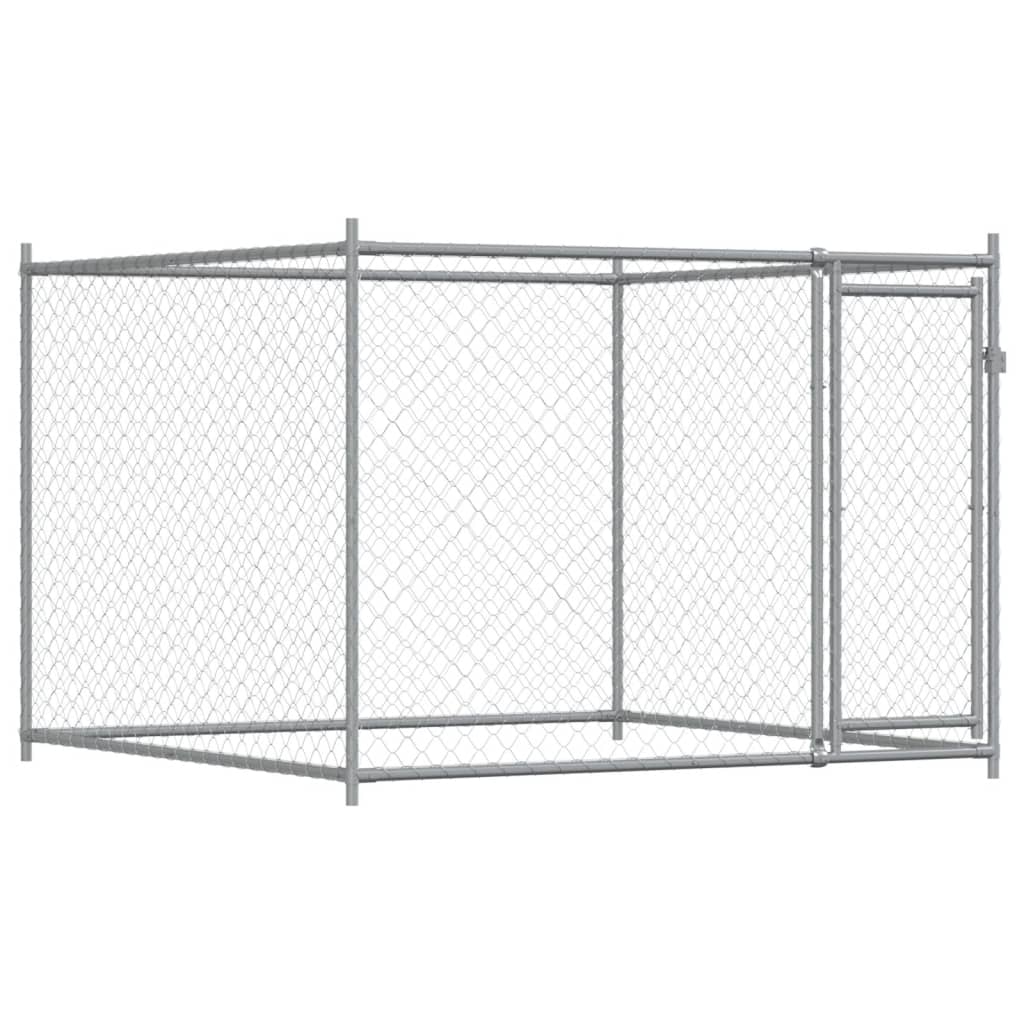 Hondenhok met deuren 10x2x1,5 m gegalvaniseerd staal grijs - AllerleiShop