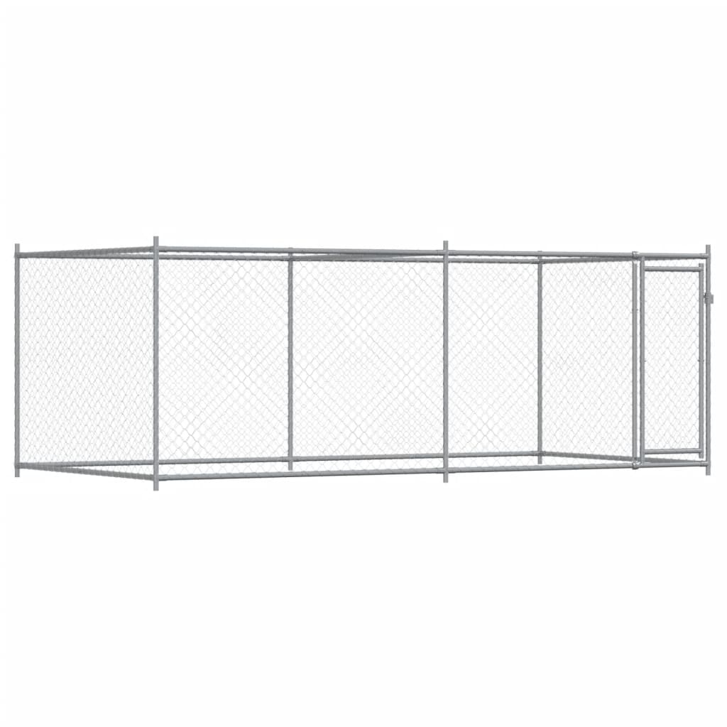 Hondenhok met deur 4x2x1,5 m gegalvaniseerd staal grijs - AllerleiShop