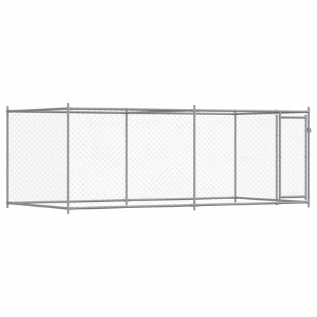 Hondenhok met deur 4x2x1,5 m gegalvaniseerd staal grijs - AllerleiShop