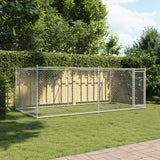 Hondenhok met deur 4x2x1,5 m gegalvaniseerd staal grijs - AllerleiShop