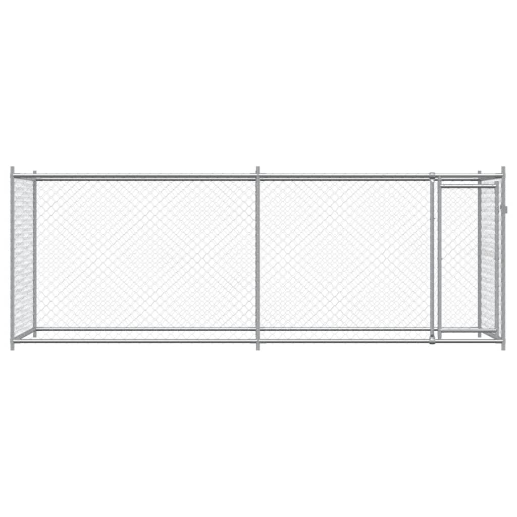 Hondenhok met deur 4x2x1,5 m gegalvaniseerd staal grijs - AllerleiShop