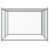 Hondenhok met deur 4x2x1,5 m gegalvaniseerd staal grijs - AllerleiShop