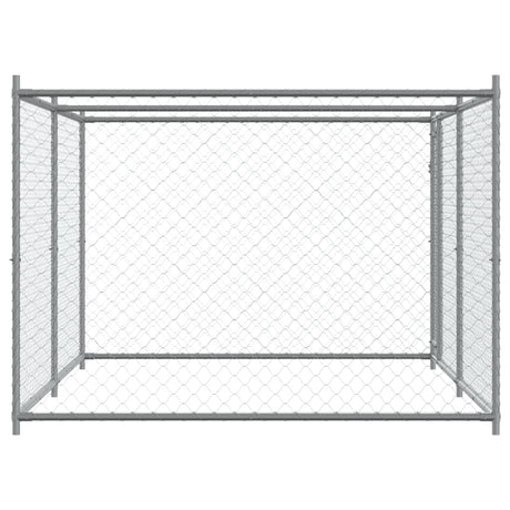 Hondenhok met deur 4x2x1,5 m gegalvaniseerd staal grijs - AllerleiShop