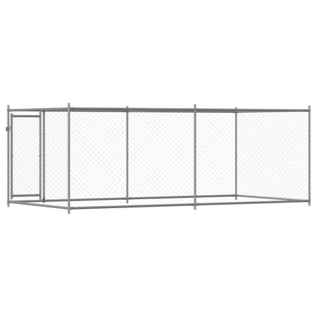 Hondenhok met deur 4x2x1,5 m gegalvaniseerd staal grijs - AllerleiShop