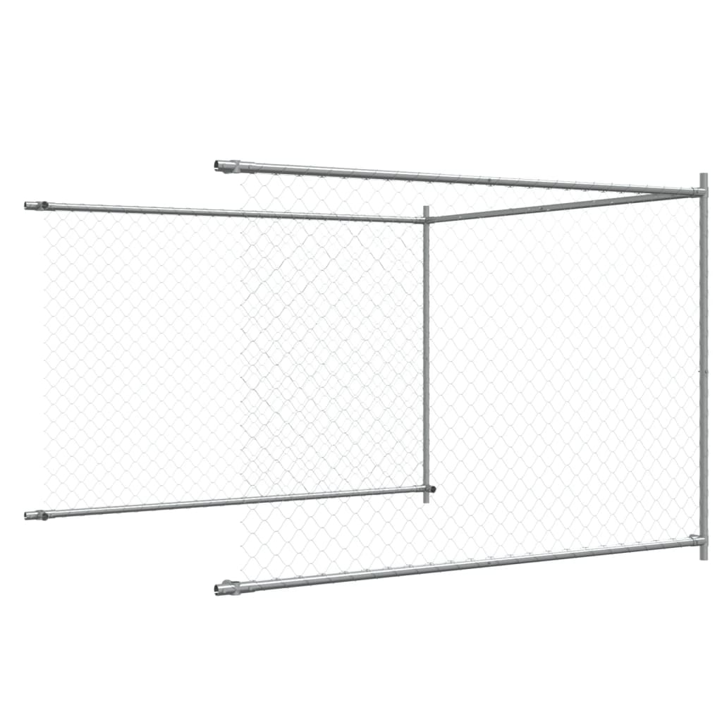 Hondenhok met deur 4x2x1,5 m gegalvaniseerd staal grijs - AllerleiShop