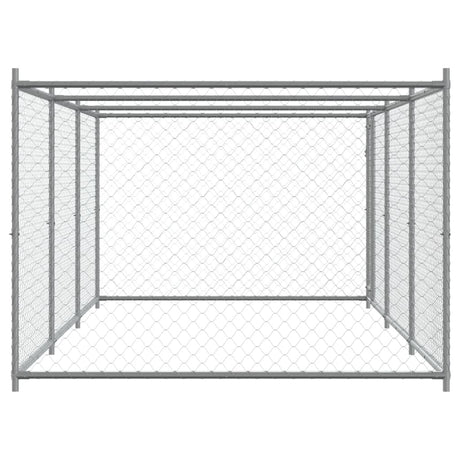 Hondenhok met deur 6x2x1,5 m gegalvaniseerd staal grijs - AllerleiShop