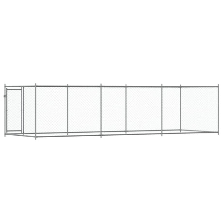 Hondenhok met deur 6x2x1,5 m gegalvaniseerd staal grijs - AllerleiShop