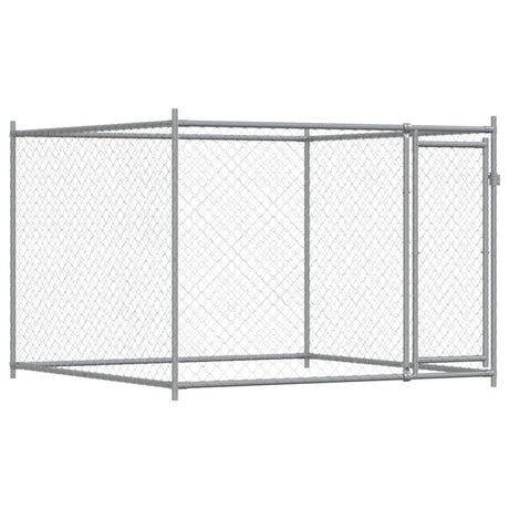 Hondenhok met deur 6x2x1,5 m gegalvaniseerd staal grijs - AllerleiShop