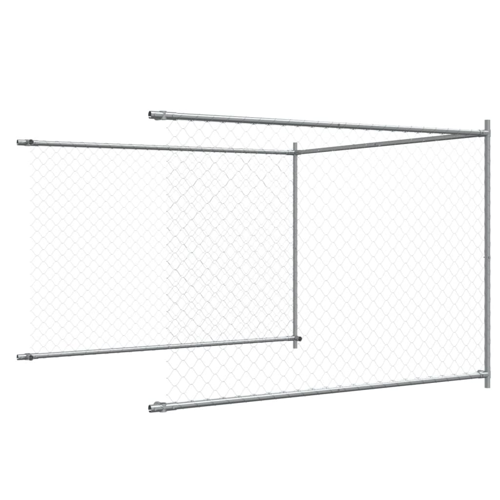 Hondenhok met deur 6x2x1,5 m gegalvaniseerd staal grijs - AllerleiShop