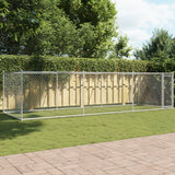 Hondenhok met deur 6x2x1,5 m gegalvaniseerd staal grijs - AllerleiShop