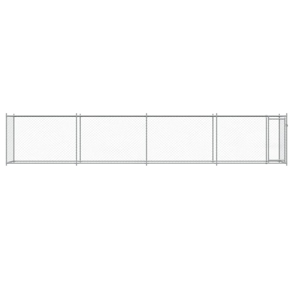 Hondenhok met deur 8x2x1,5 m gegalvaniseerd staal grijs - AllerleiShop