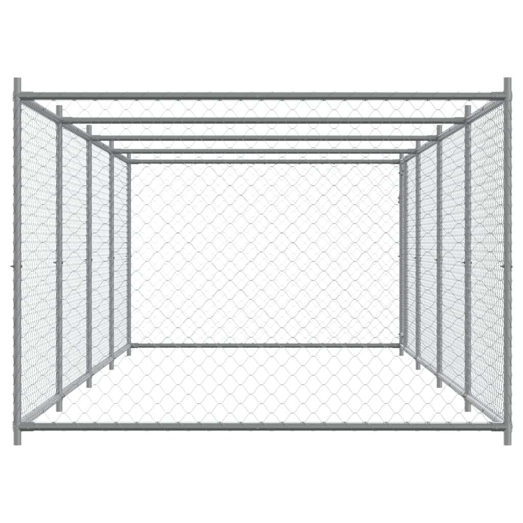 Hondenhok met deur 8x2x1,5 m gegalvaniseerd staal grijs - AllerleiShop