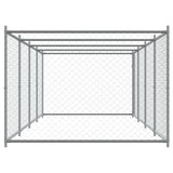 Hondenhok met deur 8x2x1,5 m gegalvaniseerd staal grijs - AllerleiShop