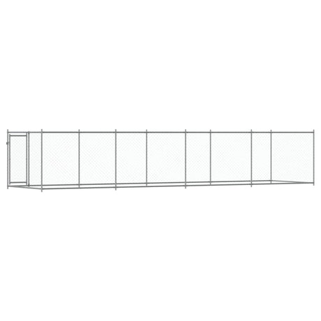 Hondenhok met deur 8x2x1,5 m gegalvaniseerd staal grijs - AllerleiShop