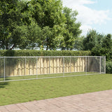 Hondenhok met deur 10x2x1,5 m gegalvaniseerd staal grijs - AllerleiShop