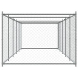 Hondenhok met deur 10x2x1,5 m gegalvaniseerd staal grijs - AllerleiShop