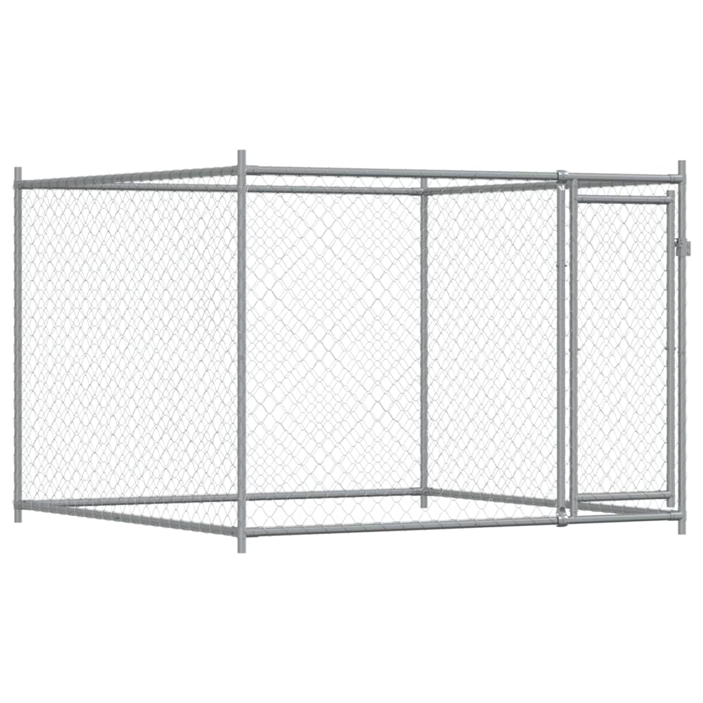 Hondenhok met deur 10x2x1,5 m gegalvaniseerd staal grijs - AllerleiShop