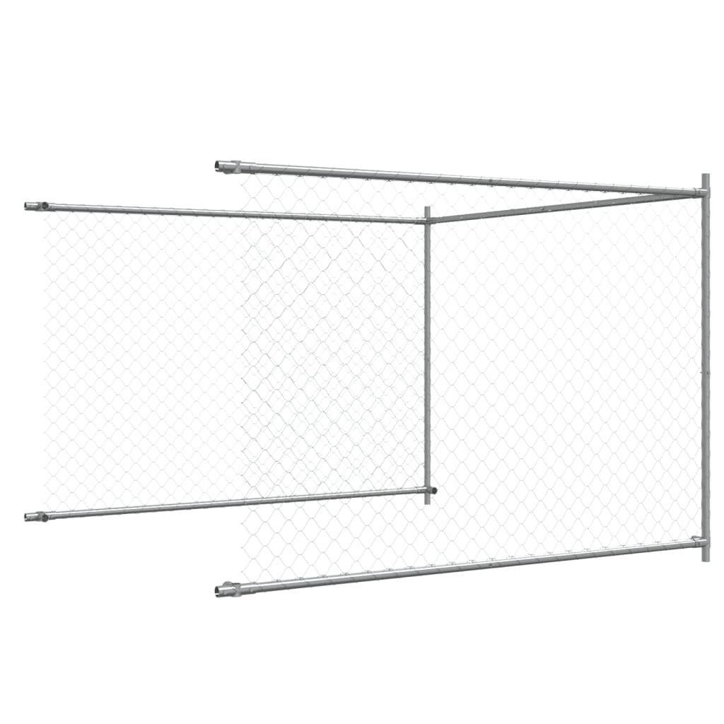 Hondenhok met deur 10x2x1,5 m gegalvaniseerd staal grijs - AllerleiShop