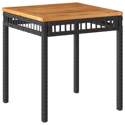 Tuintafel 38x38x42 cm poly rattan en acaciahout zwart - AllerleiShop