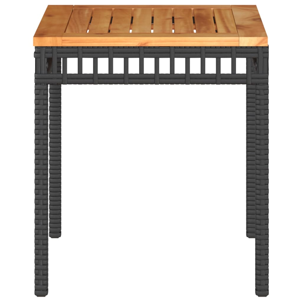 Tuintafel 38x38x42 cm poly rattan en acaciahout zwart - AllerleiShop