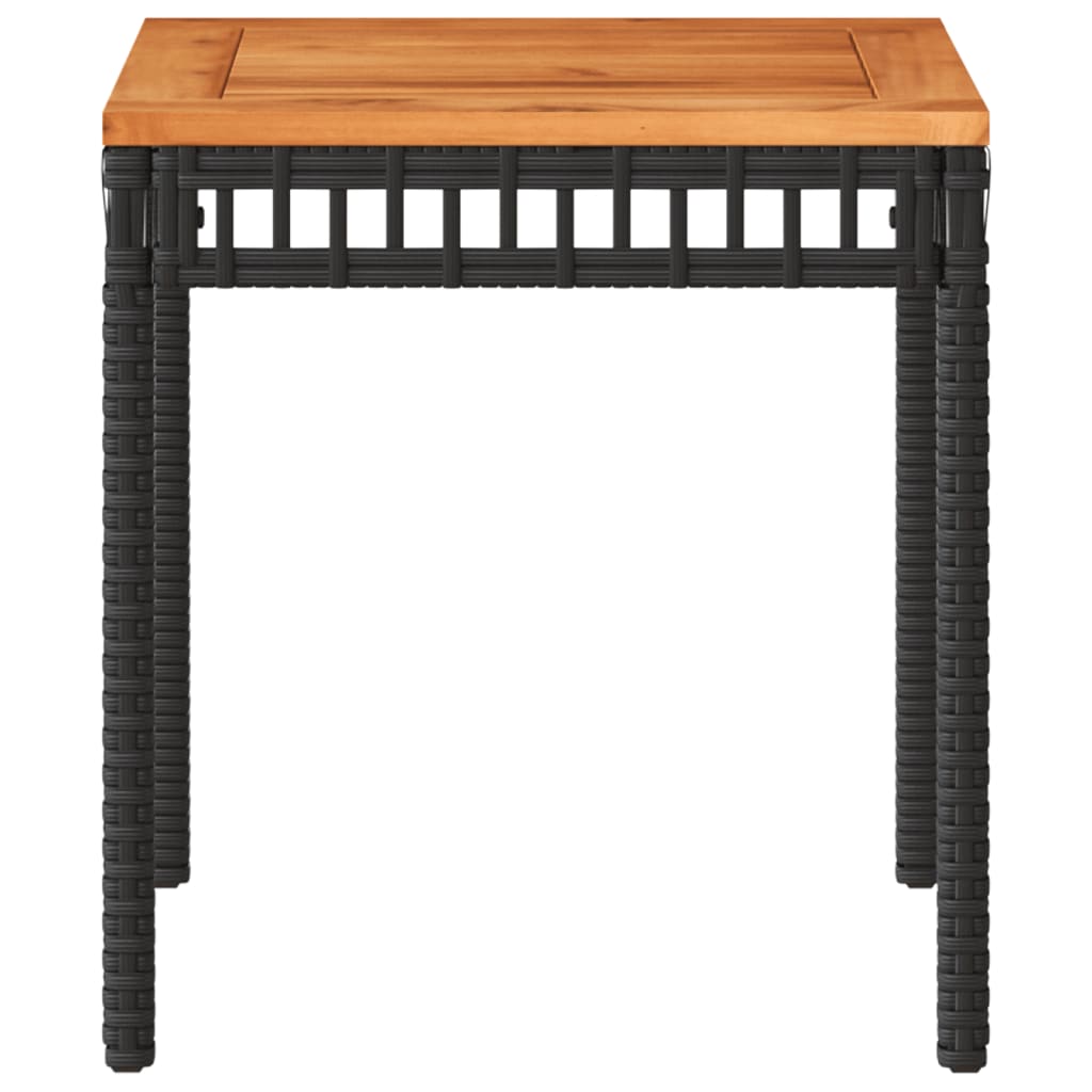 Tuintafel 38x38x42 cm poly rattan en acaciahout zwart - AllerleiShop