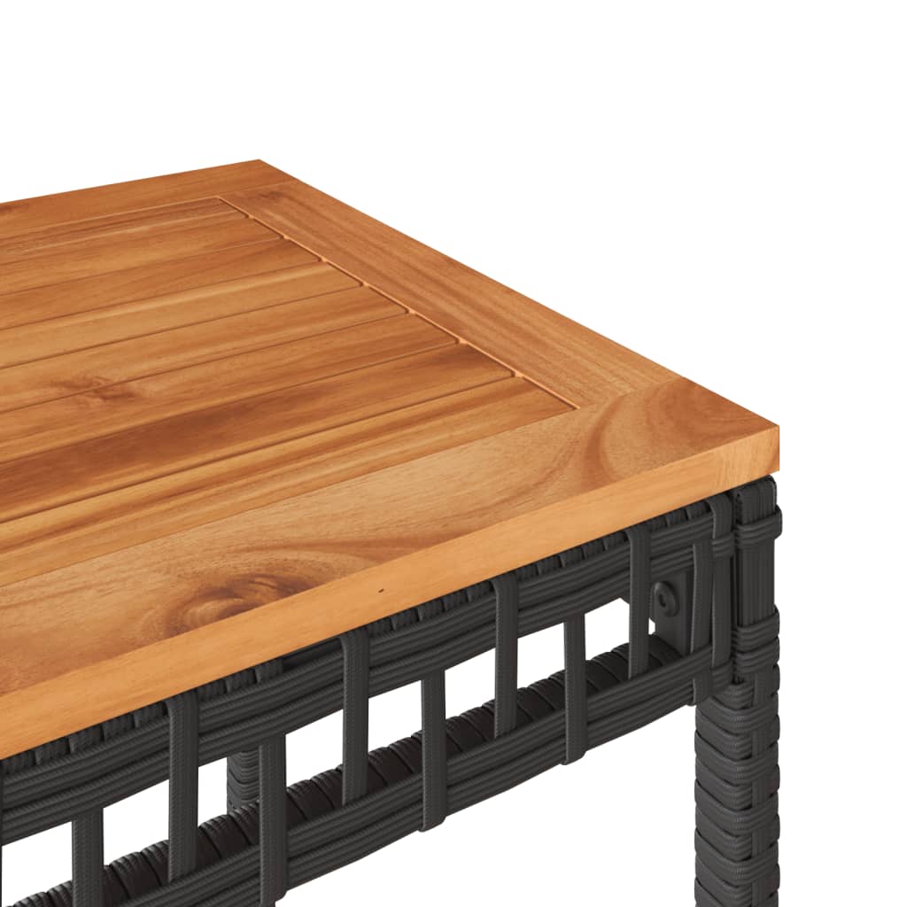 Tuintafel 38x38x42 cm poly rattan en acaciahout zwart - AllerleiShop