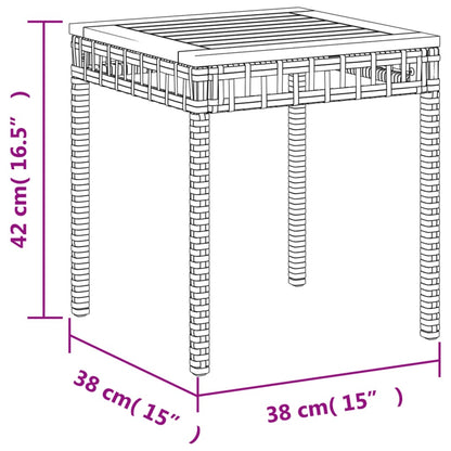 Tuintafel 38x38x42 cm poly rattan en acaciahout zwart - AllerleiShop