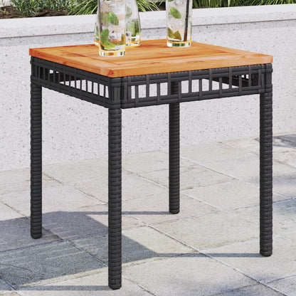 Tuintafel 38x38x42 cm poly rattan en acaciahout zwart - AllerleiShop