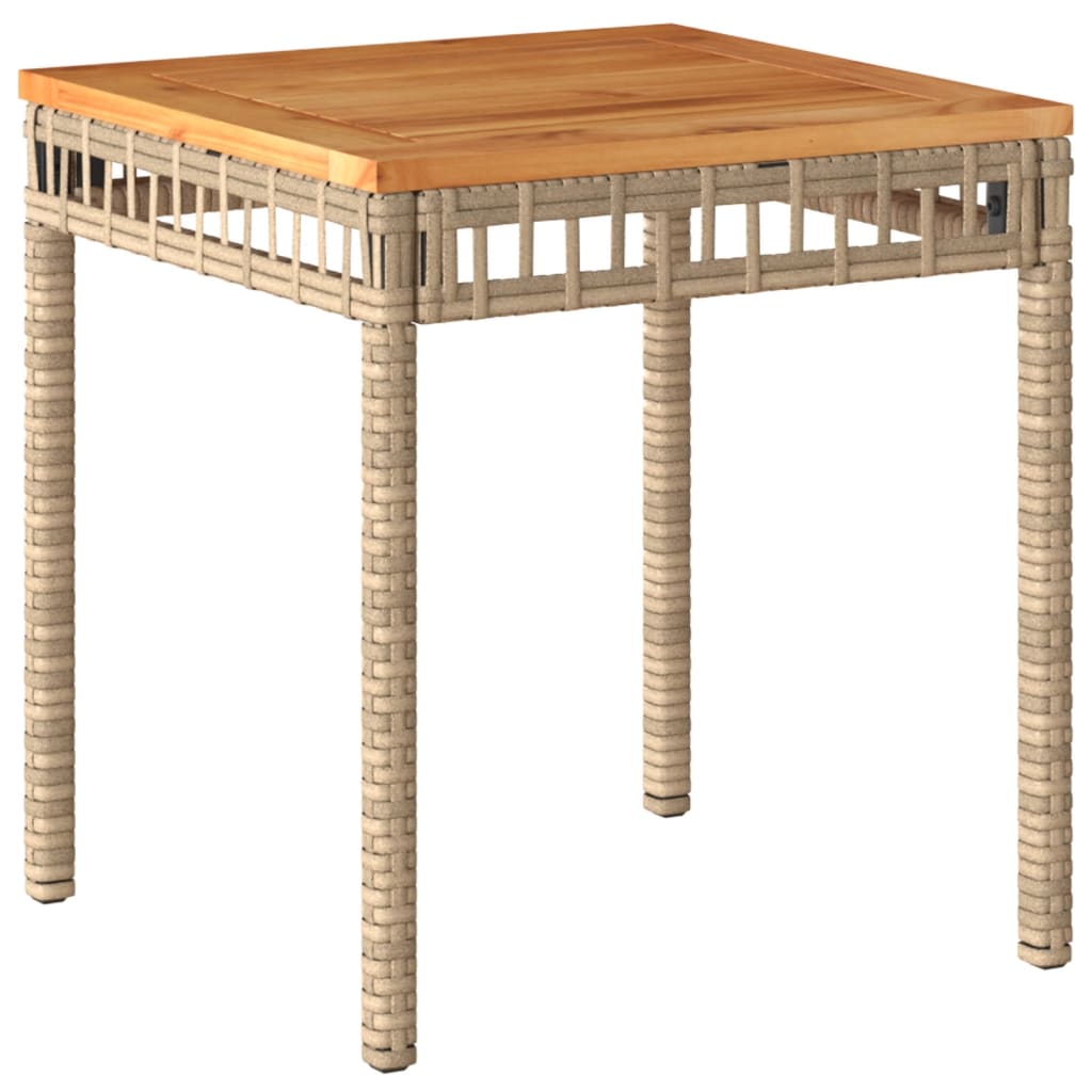 Tuintafel 38x38x42 cm poly rattan en acaciahout gemengd beige - AllerleiShop