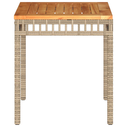 Tuintafel 38x38x42 cm poly rattan en acaciahout gemengd beige - AllerleiShop