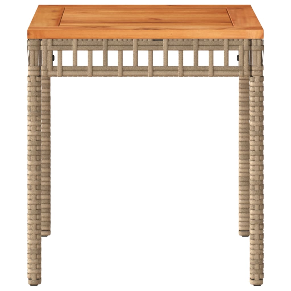 Tuintafel 38x38x42 cm poly rattan en acaciahout gemengd beige - AllerleiShop