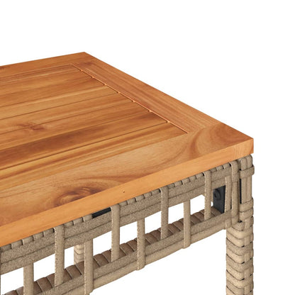 Tuintafel 38x38x42 cm poly rattan en acaciahout gemengd beige - AllerleiShop