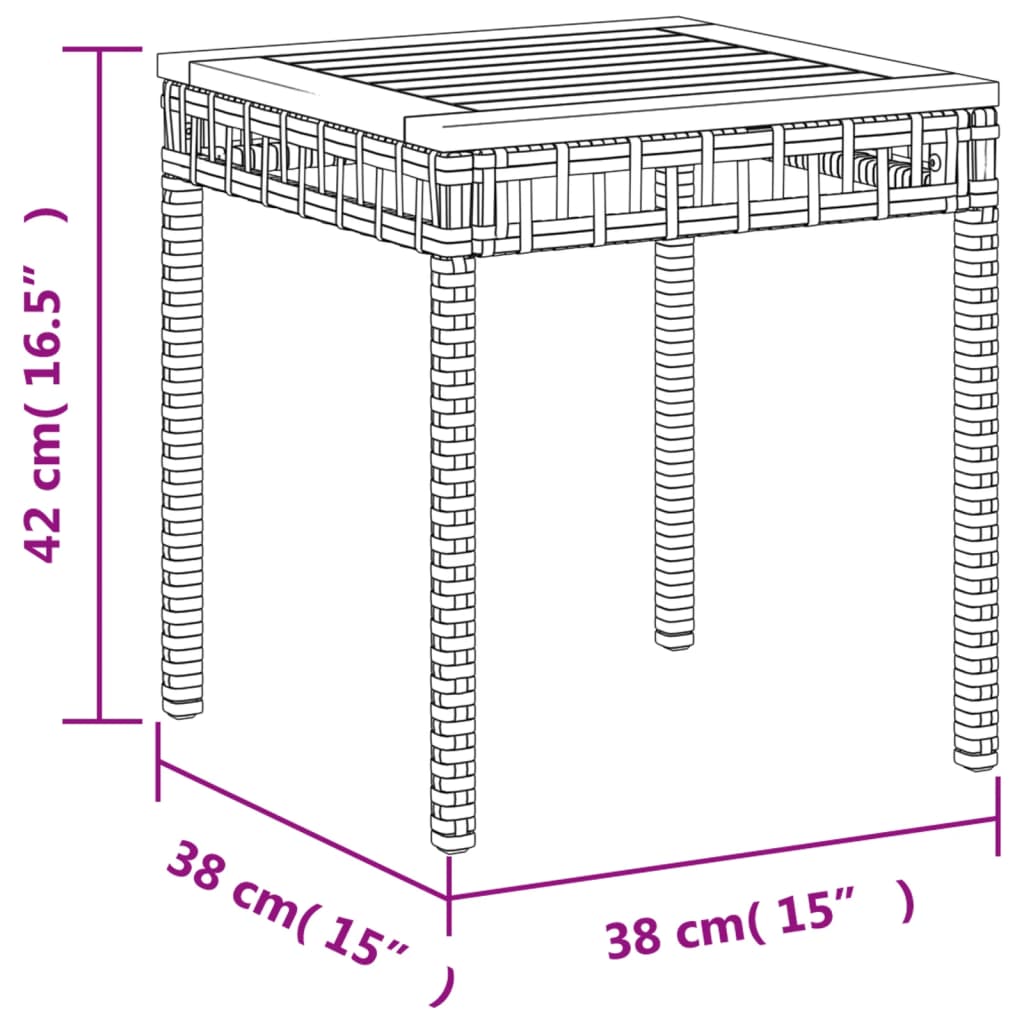 Tuintafel 38x38x42 cm poly rattan en acaciahout gemengd beige - AllerleiShop