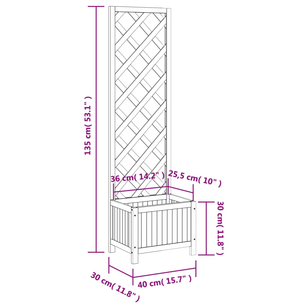 Plantenbak met latwerk massief vurenhout zwart - AllerleiShop