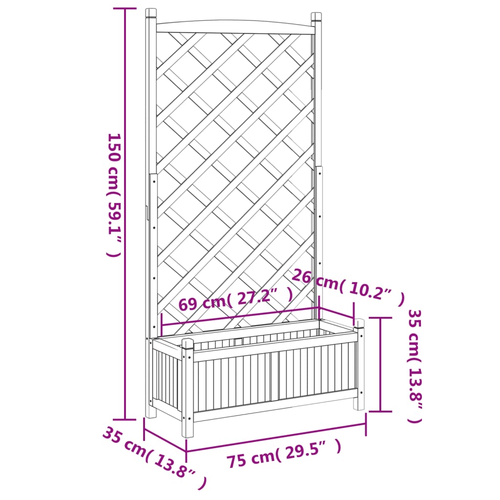 Plantenbak met latwerk massief vurenhout bruin - AllerleiShop