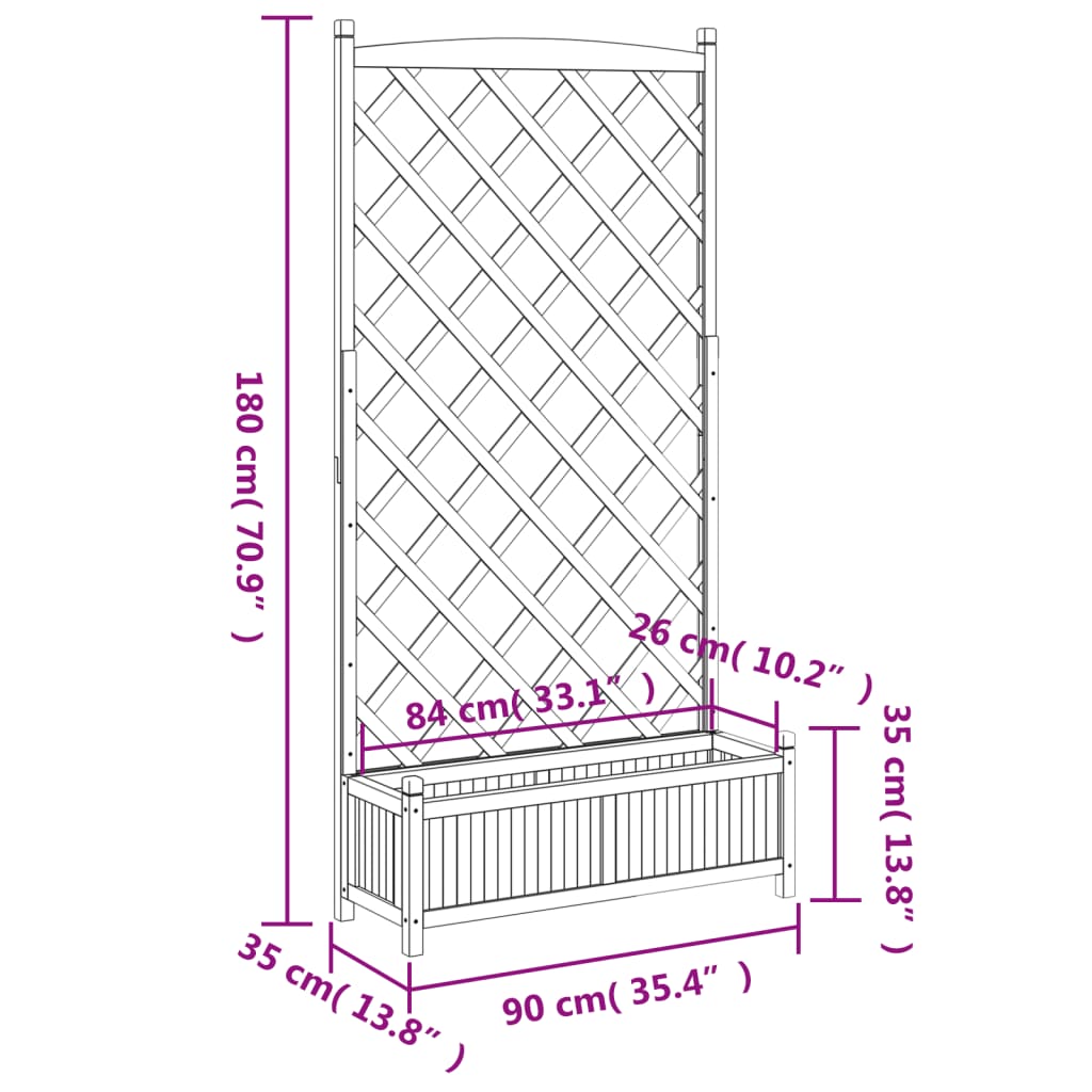 Plantenbak met latwerk massief vurenhout bruin - AllerleiShop