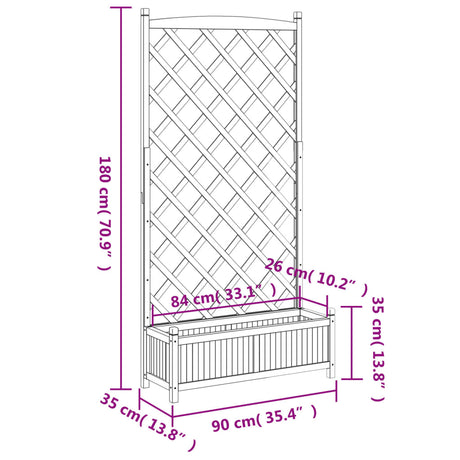 Plantenbak met latwerk massief vurenhout grijs - AllerleiShop