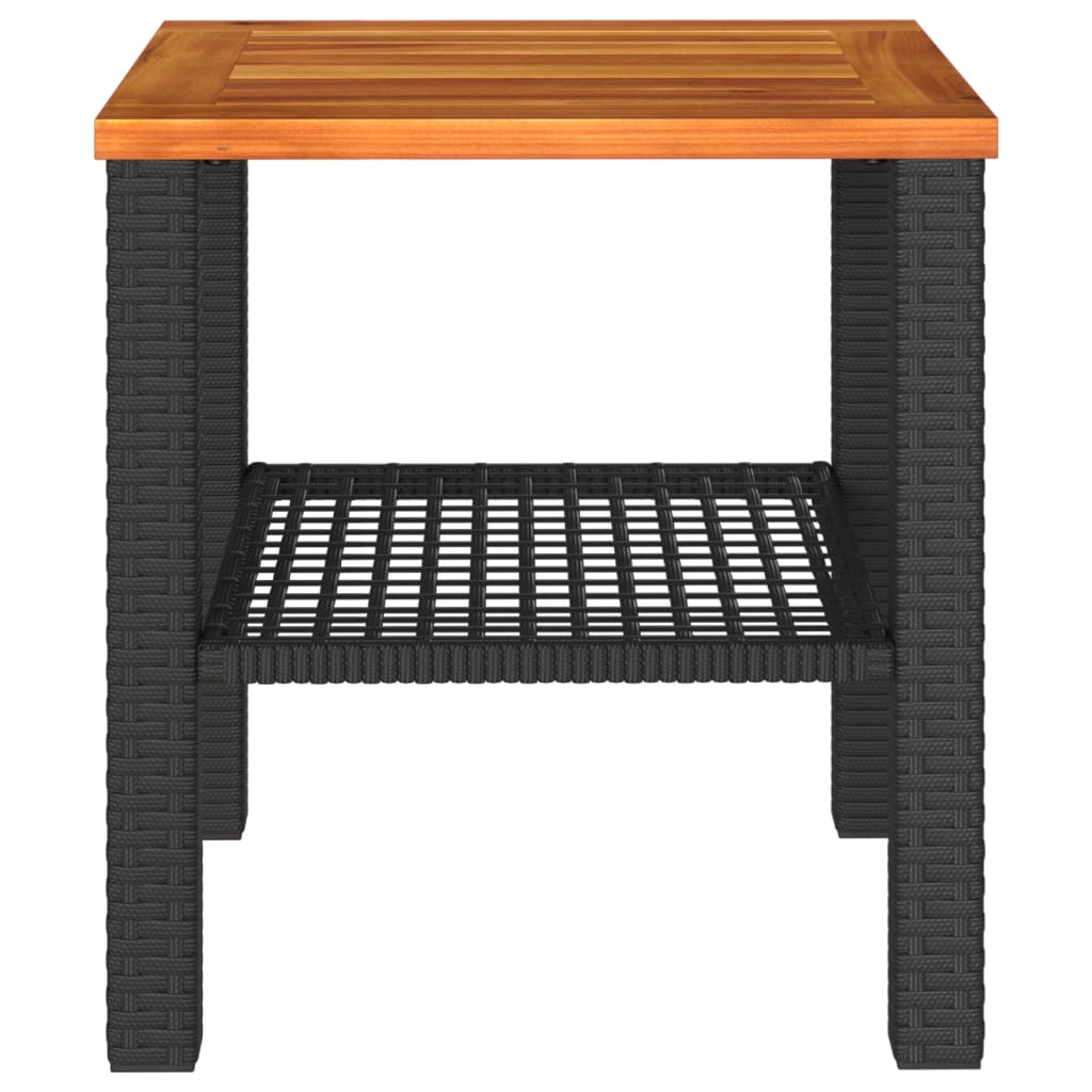 Tuintafel 40x40x42 cm poly rattan en acaciahout zwart - AllerleiShop