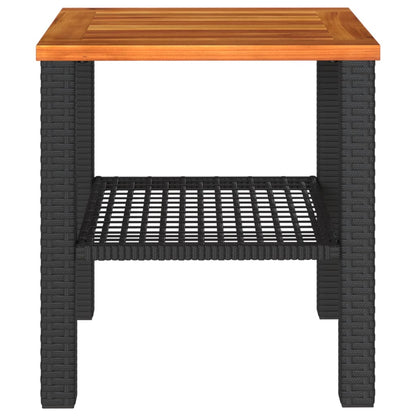 Tuintafel 40x40x42 cm poly rattan en acaciahout zwart - AllerleiShop