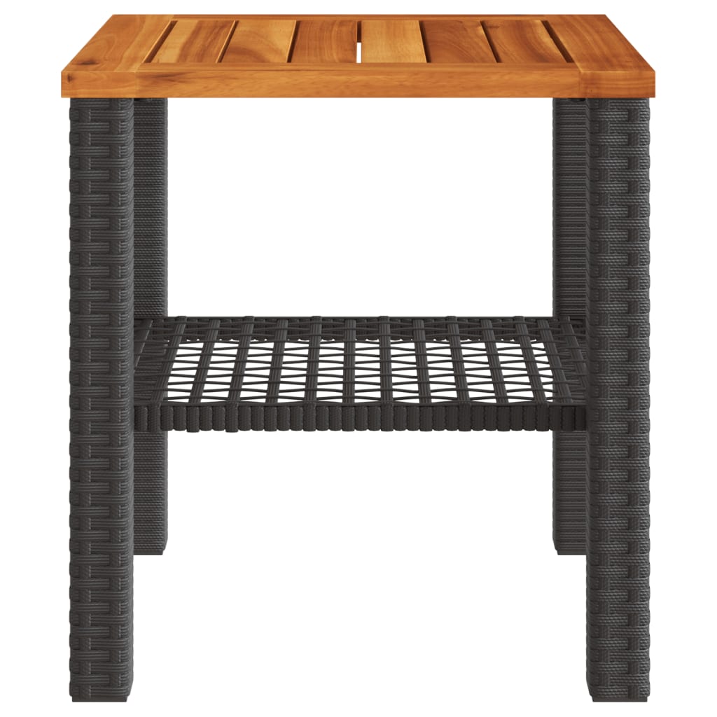 Tuintafel 40x40x42 cm poly rattan en acaciahout zwart - AllerleiShop