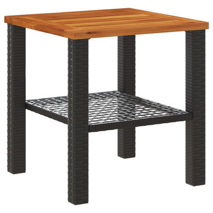 Tuintafel 40x40x42 cm poly rattan en acaciahout zwart - AllerleiShop