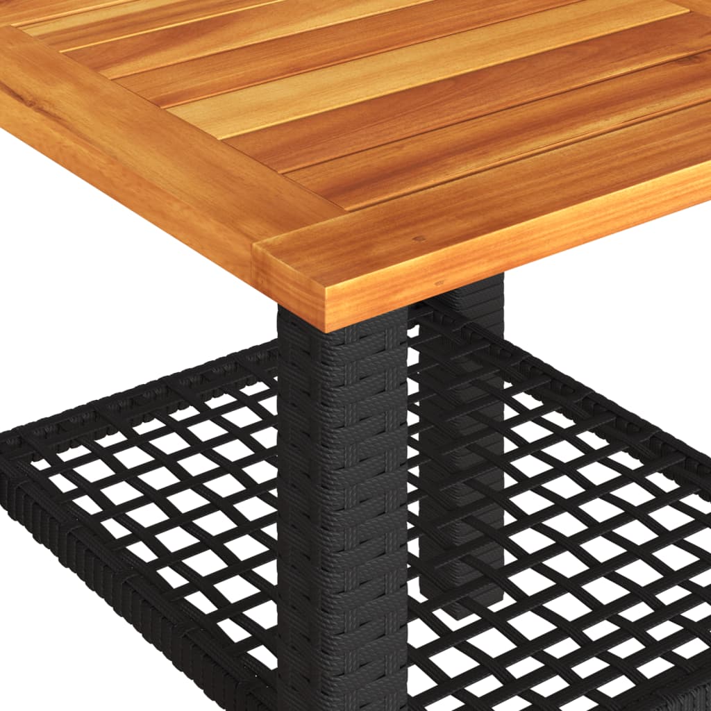 Tuintafel 40x40x42 cm poly rattan en acaciahout zwart - AllerleiShop