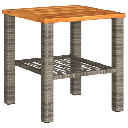 Tuintafel 40x40x42 cm poly rattan en acaciahout grijs - AllerleiShop