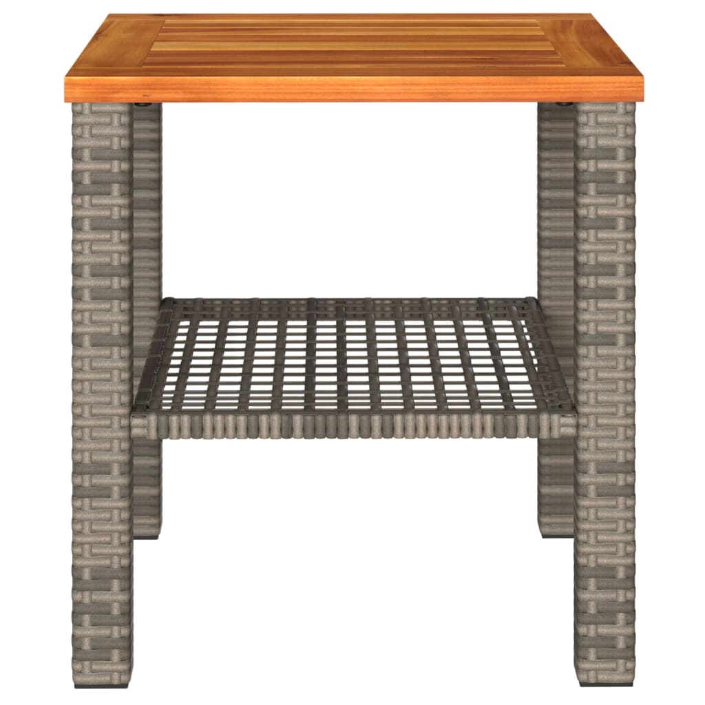 Tuintafel 40x40x42 cm poly rattan en acaciahout grijs - AllerleiShop