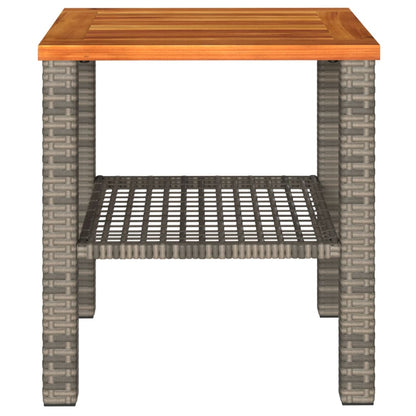 Tuintafel 40x40x42 cm poly rattan en acaciahout grijs - AllerleiShop