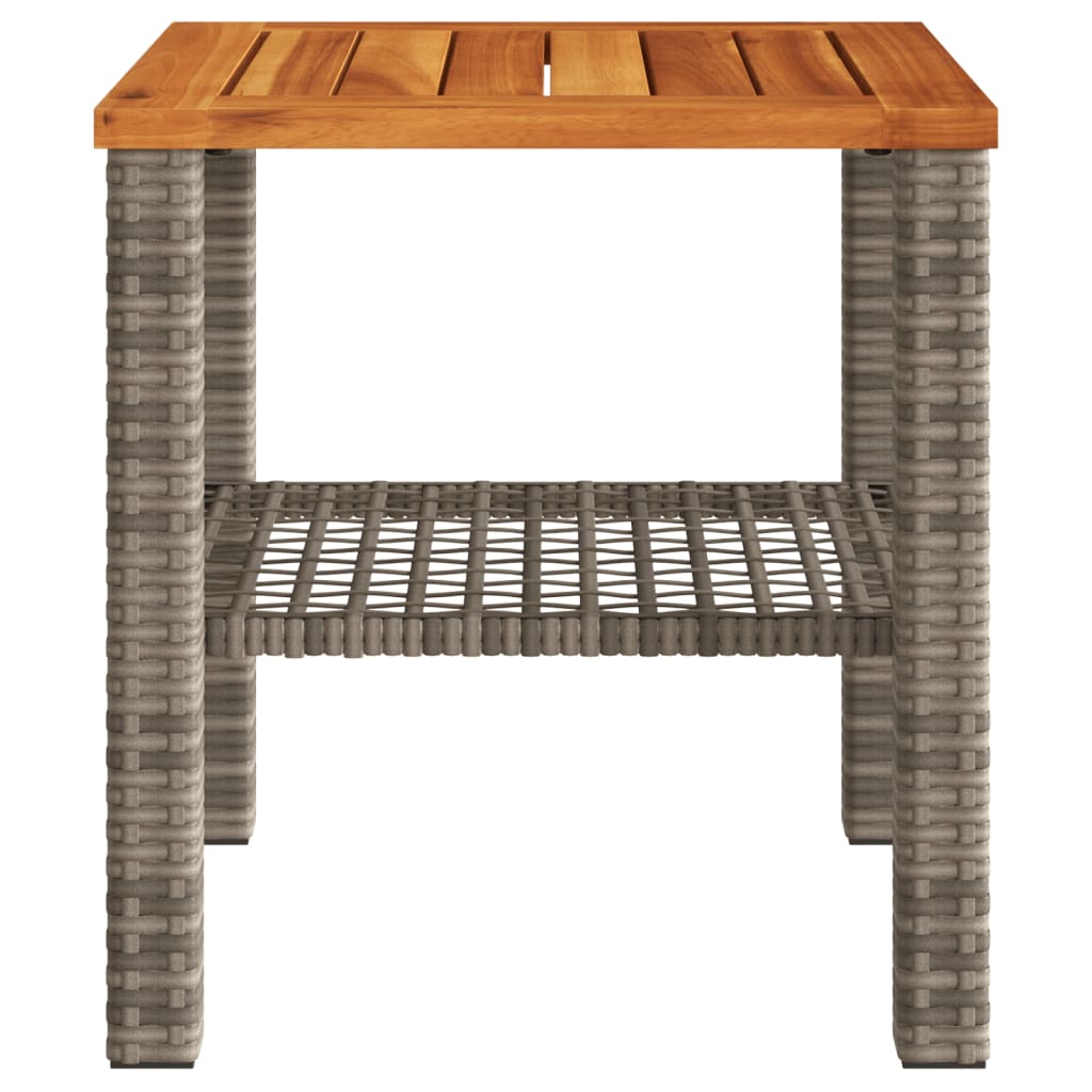 Tuintafel 40x40x42 cm poly rattan en acaciahout grijs - AllerleiShop